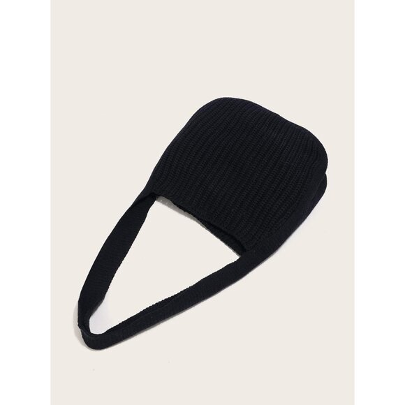 Women's Black Shoulder Handbags Crocheted Bags Large Knit Bag Tote Bag - Picture 5 of 9